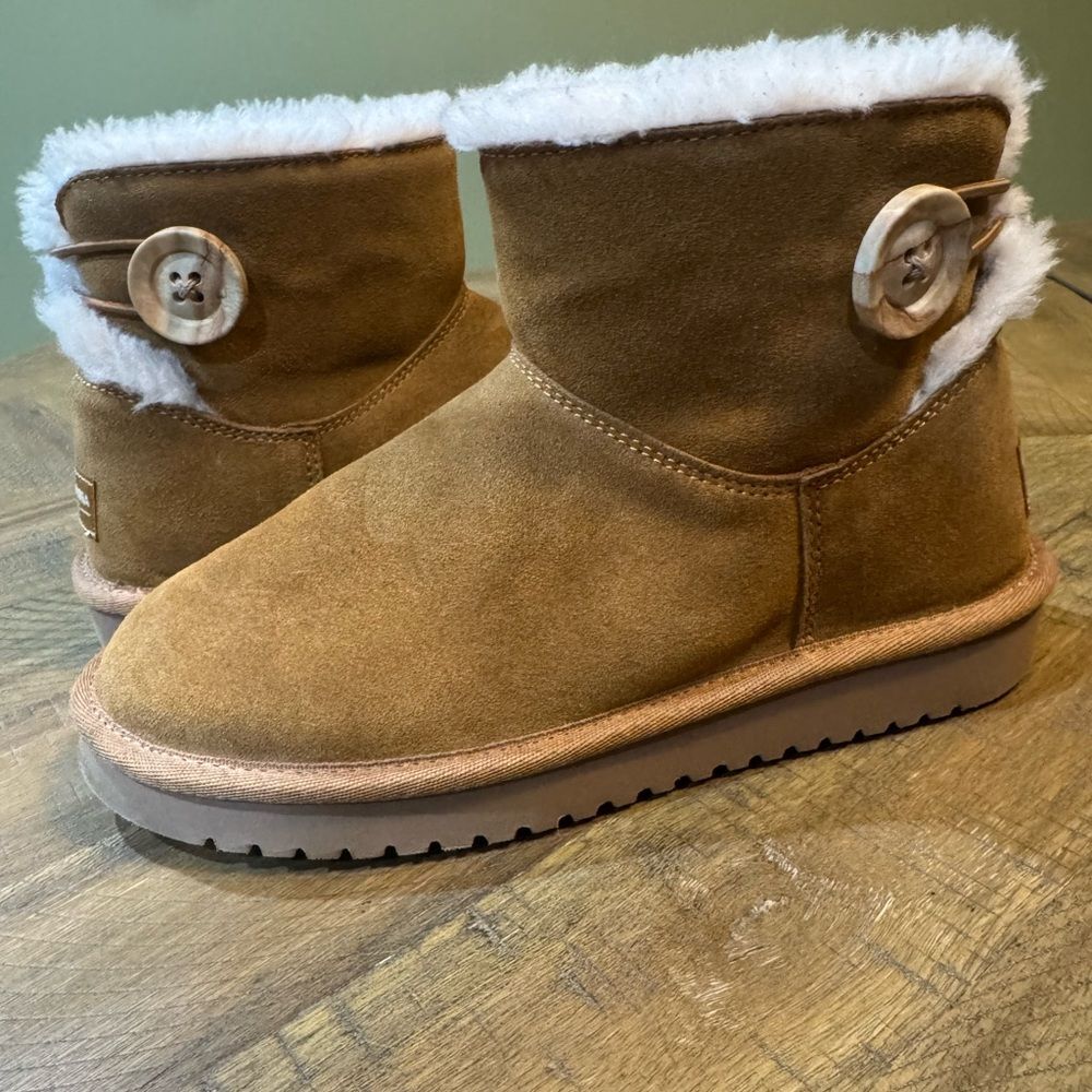 Koolaburra by UGG, Nalie Mini Chestnut Fur Lined Button Boots Women’s size 5 - Picture 4 of 16